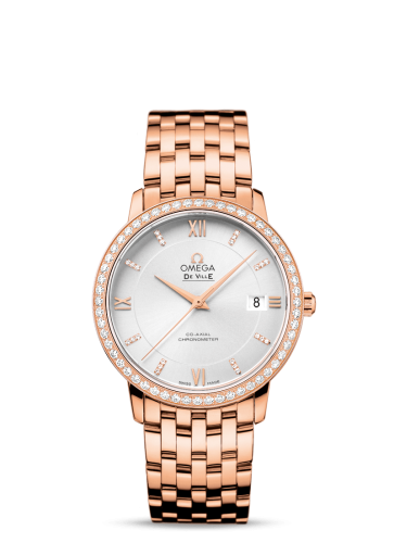 Omega De Ville Prestige Co-Axial 36.8 Red Gold Diamond / Silver / Diamond / Bracelet